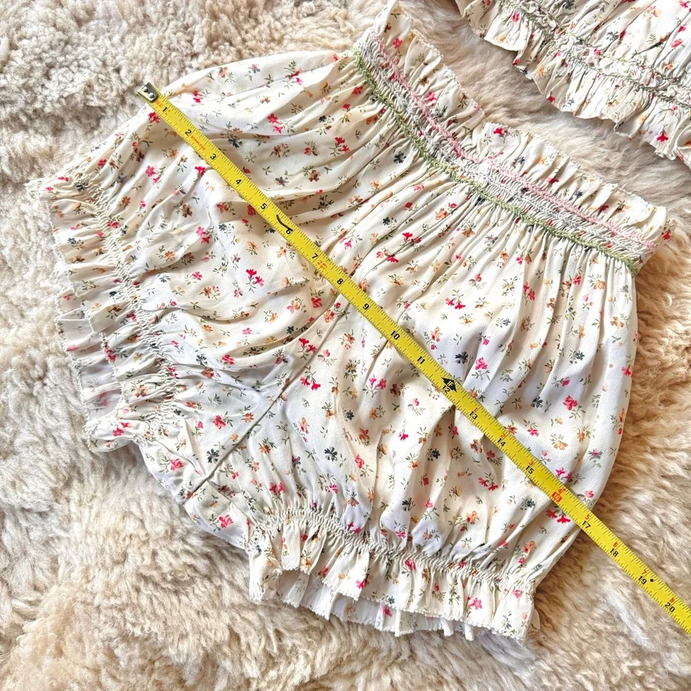 ✨🪷🍧DÔEN ‘Elle & Dew’ Silk Cottage Breeze Floral Embroidered Loungewear Set XS✨ - Picture 12 of 17